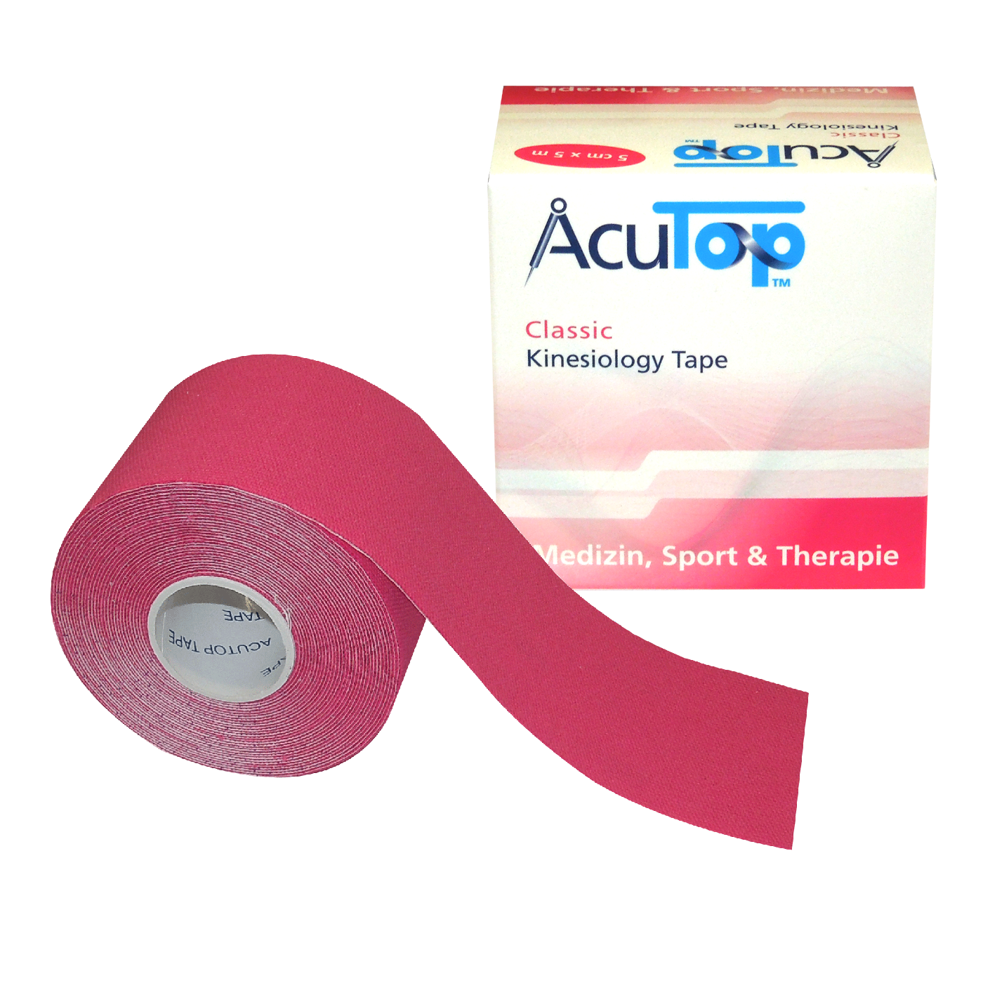 Acutop Classic Kinesiotape 5cm x 5m -Roze - Doos 12 rollen - Intertaping.nl