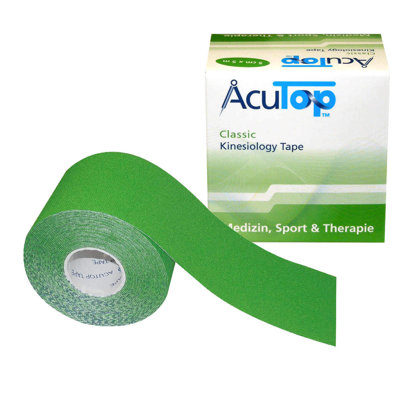 Acutop Classic Kinesiotape 5cm x 5m - Groen - Doos 12 rollen - Intertaping.nl